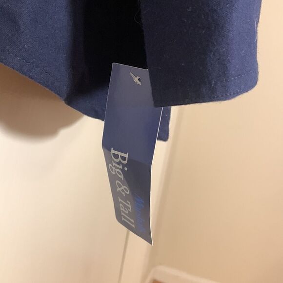 IZOD NWT navy blue flannel double pocket button down shirt Size 3X - Picture 6 of 6